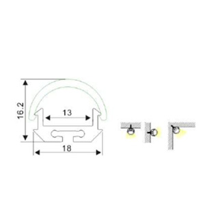 Drawing รางอลูมิเนียมใส่ไฟLEDเส้น ALUMINUM PROFILE TYPE-F